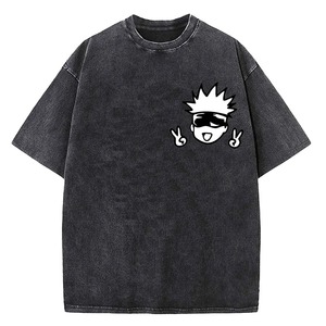เสื้อยืดโอเวอร์ไซส์ผู้ชาย แขนสั้น พิมพ์ลายตัวอักษร คอกลม ผ้าฝ้ายเจอร์ซีย์ลำลอง สีดำ - Product Image 4