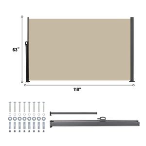 Auvent rétractable résistant aux UV et imperméable pour terrasse, balcon, cour, en gris foncé, 118 pouces - Product Image 2