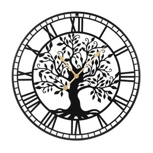 Orologio da Parete Decorativo Black Tree Life 27FT, Movimento al Quarzo Silenzioso, Numeri Romani Facili da Leggere, Elegante Motivo Geometrico in Resina - Product Image 3