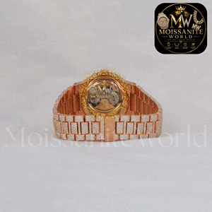Montre Chronographe Entièrement Sertie de Moissanite, Diamants et Cristaux de Saphir, Or Rose, Quartz de Luxe, Haute Qualité pour Hommes, Vente en Gros Direct Usine - Product Image 3