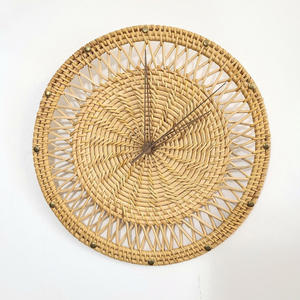 Horloge murale en rotin grande taille, prix de gros, grandes horloges tissées suspendues, accessoire de décoration haut de gamme - Product Image 2