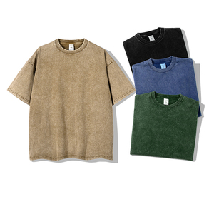 เสื้อยืดวอชดีไซน์ดิสเทรส 220gsm สำหรับผู้ชาย สไตล์สตรีทแวร์ เสื้อยืดดิสเทรสสุดเทรนดี้ พิมพ์ลายสกรีน เสื้อยืดทรงบ็อกซี่เรียบง่าย - Product Image 5