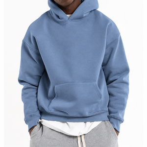 Sweat à capuche oversize pour homme avec cordon de serrage, capuche croisée, épaules tombantes, poche frontale et poignets côtelés - Product Image 6
