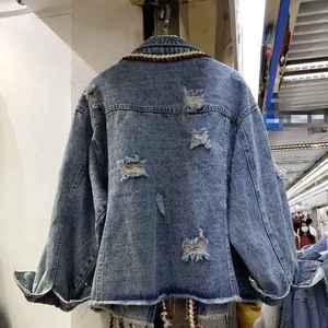 Newest Style Lady <b>Jean</b> <b>Jacket</b> Long Sleeve Woman Denim <b>Jacket</b> Women Clothing <b>Black</b> Quantity Custom Coat Cotton Blue OEM Pockets - Product Image 5