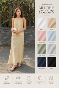 New Trendy Cotton Halter Neck Maxi Dress - Casual Summer Sleeveless Yellow Long Gowns for Women Beach & Holiday Fashion Wear - Product Image 4