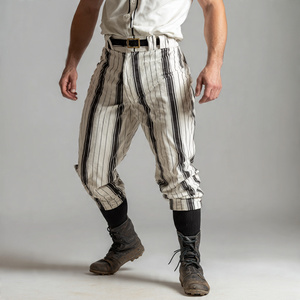 กางเกงเบสบอลผู้ชายสำหรับผู้ใหญ่ ระบายอากาศได้ดี เหมาะสำหรับกีฬาฤดูหนาว กางเกงซอฟต์บอลสำหรับฝึกซ้อม เอวติดกระดุม มีแถบลาย - Product Image 4