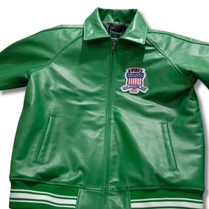Chaqueta Bomber de Cuero Negra Premium "American Flight Icon" |   Avirex USA Varsity Heritage Series de Alta Gama para Uso Urbano de Alto Volumen - Product Image 2