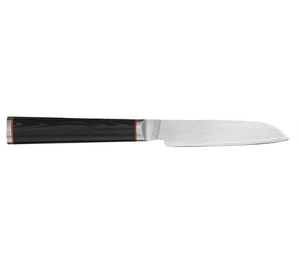 <b>Kitchen</b> Knives Set in Light Brown Wood Block with <b>Black</b> <b>Handles</b> Silver Patterned Blades Scissors and Honing Rod for Food Prep - Product Image 5
