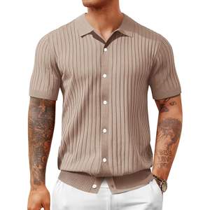 Punto de hombre de alta calidad para camisa Polo, camisetas de manga corta con botones para Golf Beach, patrón sólido antiarrugas, técnica oscura hecha - Product Image 2