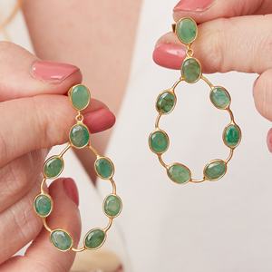 Pendientes de Araña Esmeralda Hechos a Mano en Plata de Ley 925 con Baño de Oro de 18K, Joyería Vintage, Regalo de Piedra de Nacimiento de Mayo, Elegantes para Mujer - Product Image 6