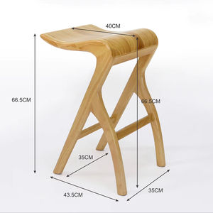 Taburete de Bar Moderno Tapizado con Patas de Madera Maciza, Asiento de Cuero Sintético, Mueble Cómodo para Interiores, Hogar, Cocina, Restaurante - Product Image 6