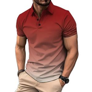 Polo con estampado 3D de degradado colorido para hombre, camisetas de manga corta con patrón de moda, camisetas de solapa informales de verano, camisetas de gran tamaño - Product Image 5