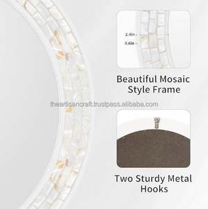 Miroir mural rond en nacre Miroir mural en nacre Miroir décoratif incrusté artisanal pour intérieurs élégants - Product Image 6