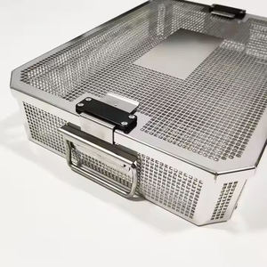 High Quality Manual Stainless Steel Side Perforated Wire Base <b>Mesh</b> <b>Baskets</b> Sterilization Tray Lid Surgical Instrument Set - Product Image 4