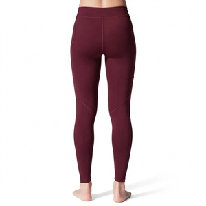 Women's Burgundy High Waist Yoga <b>Leggings</b> Full Length Spandex/<b>Nylon</b> Sweat-Wicking & Breathable - Product Image 2