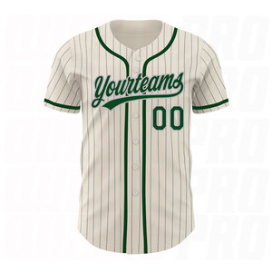 Custom Cream Gray Pinstripe Green Authentic <b>Baseball</b> Jersey Premium Quality Professional Sportswear Lightweight Breathable shirt - Product Image 2