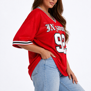 Custom Quick Dry Mesh American Football Jersey Sublimation Printed <b>Red</b> White Soccer Uniform Unisex Teamwear with Name Number - Product Image 6