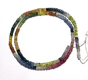 Collier de perles facettées en saphir multicolores naturels, perles en pierre précieuse bleue véritable, perles en vrac pour bijoux fins, vente en gros - Product Image 2