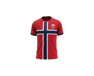 Camiseta de Fútbol de Manga Corta de Invierno Sublimada del Equipo Nacional de Noruega, 100% Poliéster, Personalizada, de Secado Rápido - Product Image 2