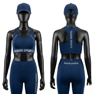 ชุดเลกกิ้งและสปอร์ตบราสำหรับชกมวย ผ้าไนลอนผสมสแปนเด็กซ์ พรีเมียม 240 GSM สีน้ำเงิน พร้อมแผ่นตะเข็บและโลโก้แบบรีดร้อน - Product Image 1