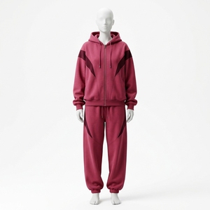 Unisex Hooded Tracksuit Set Color Blocking Full Length Zipper Fly Breathable Casual Autumn Wear Adult Regular Fit - Product Image 1