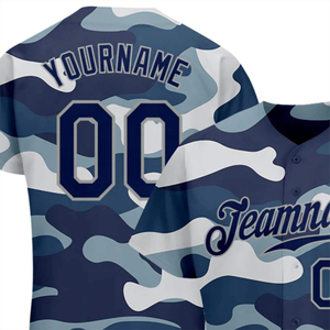 Custom Blue Camouflage <b>Baseball</b> Jersey Button Down Sports Jersey Short Sleeve Team Uniform Shirt Personalized Name Number - Product Image 3