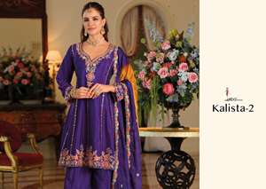 Traje Salwar Chinon Festivo Especial con Bordado Rico, Prendas Étnicas de Diseñador Listas para Usar para Mujeres, Estilo Tradicional - Product Image 3