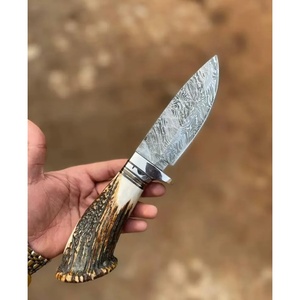 Couteau de camping et de dépecage artisanal en acier Damas de qualité industrielle, 9 pouces, lame droite à pointe clip, par Ahmad Fabric - Product Image 2