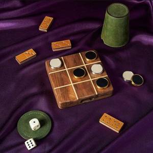 Luxury Wooden Tic-Tac-Toe <b>Board</b> <b>Game</b> Set Premium Metal Tokens Classic Tabletop Strategy <b>Game</b> Coffee <b>Table</b> Decor Executive Office - Product Image 4