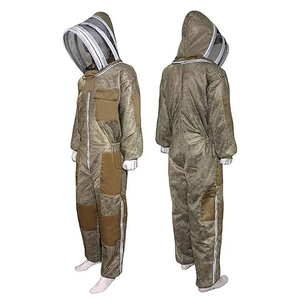 Combinaison de protection 2026 avec capuche et écran facial en maille, motif à carreaux marron, coupe régulière, pour la protection en apiculture - Product Image 2
