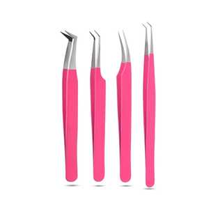 ชุดแหนบต่อขนตาสแตนเลสอย่างดี พร้อมซองหนังสีดำ ด้ามจับสีชมพู 4 ชิ้น - Product Image 5