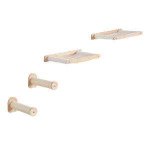 Mensole da Parete per Gatti, Set di Mobili per Gatti con Posti di Salto e Amache per Arrampicata, Capacità 40 Libbre - Product Image 1