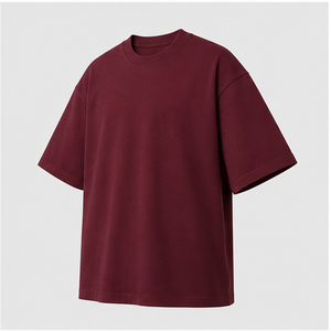 Camiseta de Manga Corta Extra Grande para Hombre, de Algodón Grueso Color Borgoña, Personalizada, MTS-OVR-0035 - Product Image 4