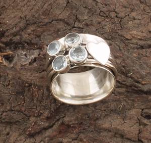 Blue Topaz 925 <b>Sterling</b> <b>Silver</b> Heart Meditation <b>Fidget</b> <b>Ring</b> for Women's-December Birthstone Party Jewelry - Product Image 5