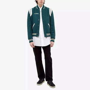 Veste de sport pour homme Econex, blanche et bleue, style varsity, avec patch brodé, col rabattu, coupe classique, coupe-vent, polyester/coton - Product Image 4