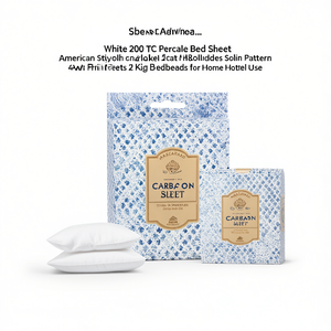 Juego de Sábanas Blancas de Percal de 200 Hilos, Estilo Americano, Diseño Sólido, Incluye 4 Sábanas Planas Individuales y 2 Sábanas King para Uso Doméstico y Hotelero - Product Image 2