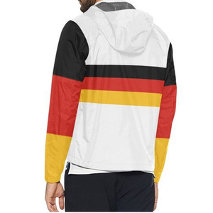 Veste de course coupe-vent pour homme, style sportif, avec blocs de couleur drapeau allemand, fermeture éclair et col montant, idéale pour le printemps - Product Image 2