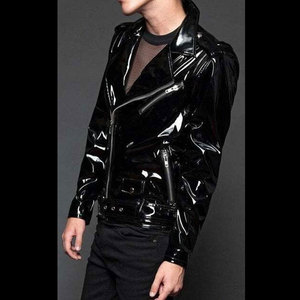 Chaqueta de Motociclista de Vinilo PVC Negro, Estilo Gótico, Hecha a Mano, para Hombre, Venta al Por Mayor de Fábrica, OEM ODM 2026 - Product Image 4