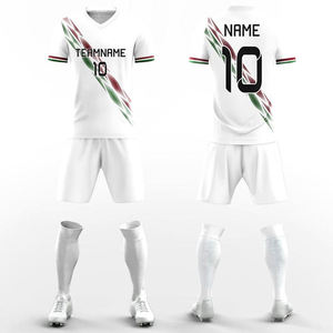 Conjunto de Camiseta de Fútbol Personalizada para Hombre, Blanca, con Estampado Sublimado, 100% Poliéster, Transpirable, Manga Corta, Uniforme de Equipo, Talla Adulto - Product Image 5