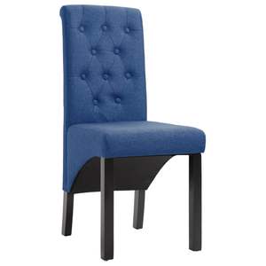 Set di 4 sedie da pranzo in tessuto blu con gambe in legno di gomma, misura media - Product Image 2