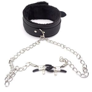BDSM coppie giocattoli sessuali con collare in pelle PU e pinze per capezzolo Bondage Play categoria di prodotto morsetti - Product Image 6