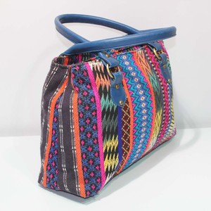 Sac à main rétro en coton à imprimé pour femmes, fourre-tout avec sangle en cuir, nouvelle collection - Product Image 1