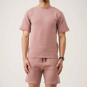 Ensemble été homme en coton, t-shirt oversize et short assortis, logo personnalisé, streetwear, tenue 2 pièces - Product Image 1