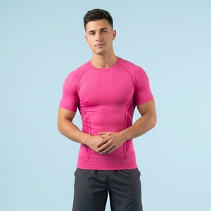 เสื้อเจอร์ซีย์ออกกำลังกายแบบครึ่งแขนสำหรับผู้ชาย OEM ผลิตตามสั่ง กระชับรูป ยืดหยุ่น เหมาะสำหรับฟิตเนส ยิม และการออกกำลังกาย - Product Image 1