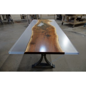 Table à manger moderne de luxe en bois et résine époxy, décoration artisanale personnalisée pour la maison, table à manger en bois et résine sur mesure, intérieur de luxe - Product Image 2