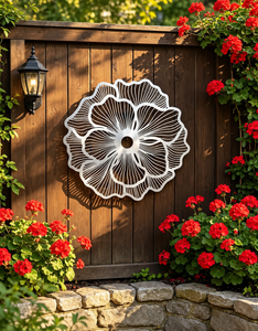 Grande Décoration Murale Florale en Métal, Art Mural 3D pour Jardin, Patio, Cour Arrière, Salon et Espaces Extérieurs - Product Image 4