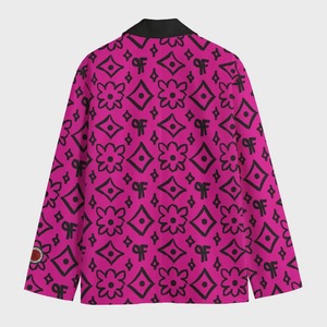 High Quality Pink Printed <b>Blazer</b> Men's Single Breasted Notched Collar Woven Polyester Suit Jacket with Logo on Left Sleeve - Product Image 6