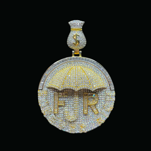 Collar con colgante de letra 'Money Bag' y diamantes engastados, diseño 'Umbrella' de Forever Rich - Product Image 4