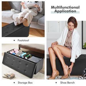 Banco Otomano Plegable con Espuma Viscoelástica de 45 Pulgadas, Taburete Convertible de Tela Suave para Dormitorio y Hotel - Product Image 4