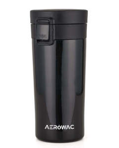 Gobelet à café réutilisable en acier inoxydable noir mat durable, avec isolation thermique sous vide, tasse de voyage anti-fuite avec couvercle à clapet. - Product Image 4
